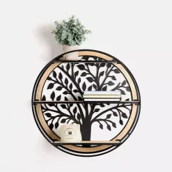 Kirklands Home Round Metal Tree 3-Tier Wall Shelf Outlet