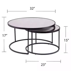 Kirklands Home Round Mirrored Nesting Tables, Set of 2 Black Discount