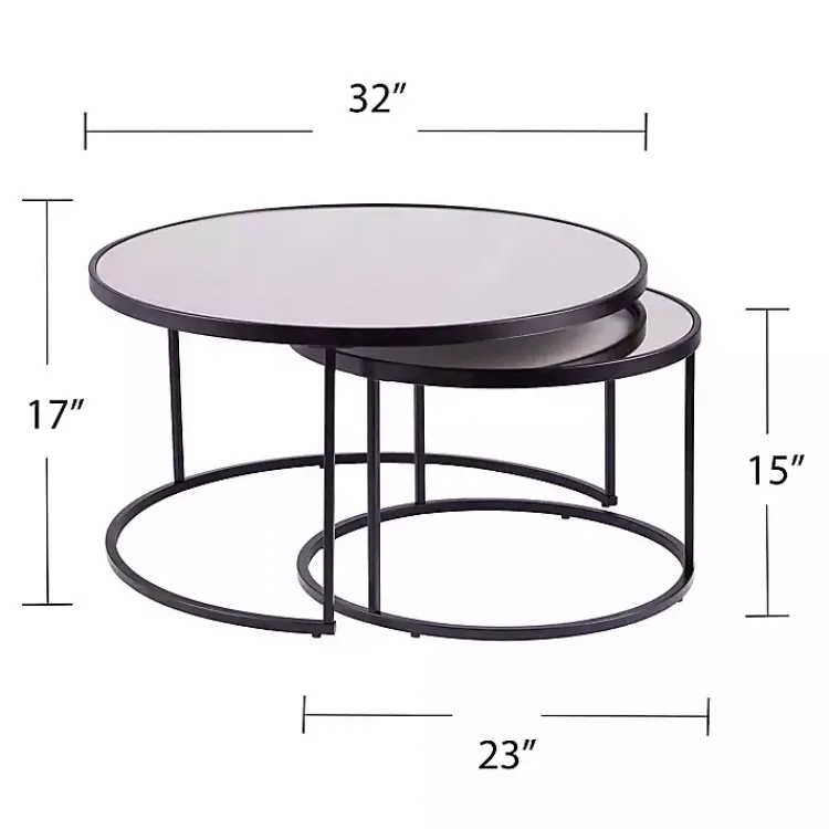 Kirklands Home Round Mirrored Nesting Tables, Set of 2 Black Discount