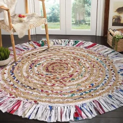 Kirklands Home Round Multicolor Braided Jute Area Rug, 3x3 Clearance