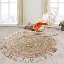 Kirklands Home Round Multicolor Braided Jute Area Rug, 3x3 Clearance