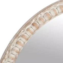 Kirklands Home Round Natural Beaded Wall Mirror New