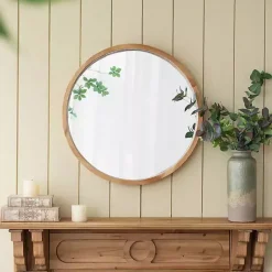 Kirklands Home Round Natural Light Wood Wall Mirror Best
