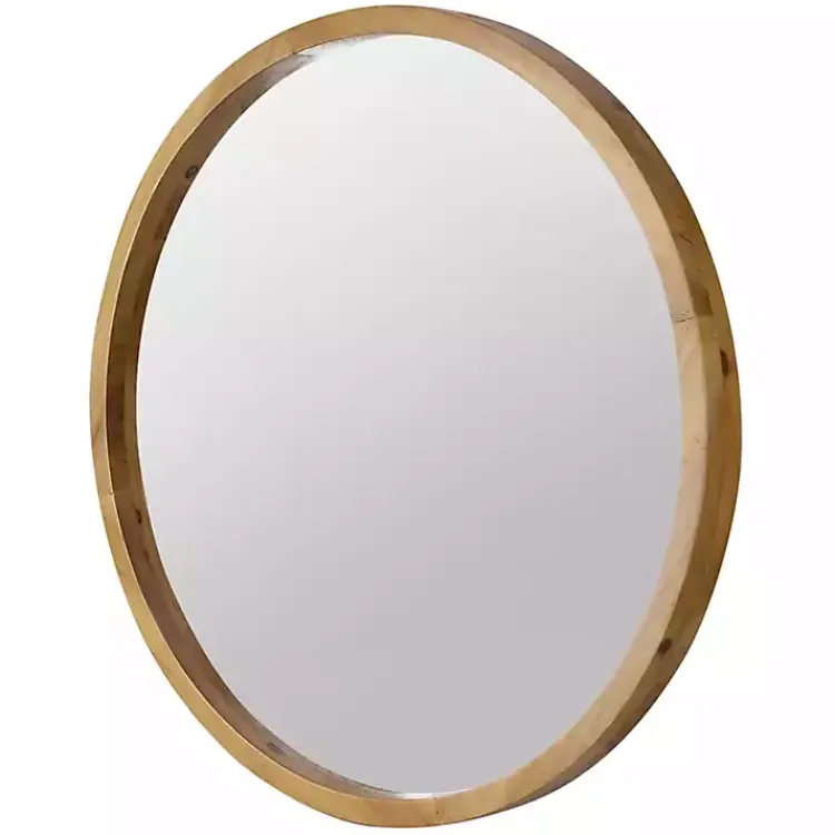Kirklands Home Round Natural Light Wood Wall Mirror Best