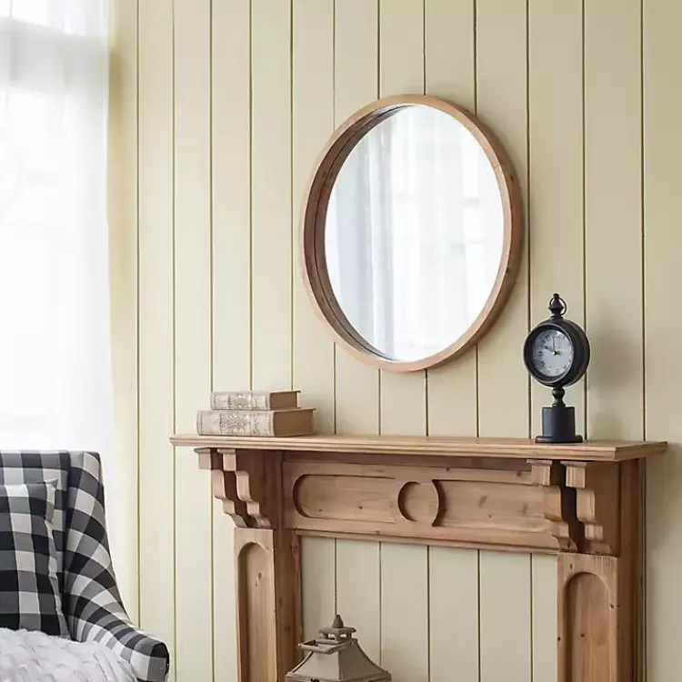 Kirklands Home Round Natural Light Wood Wall Mirror Best