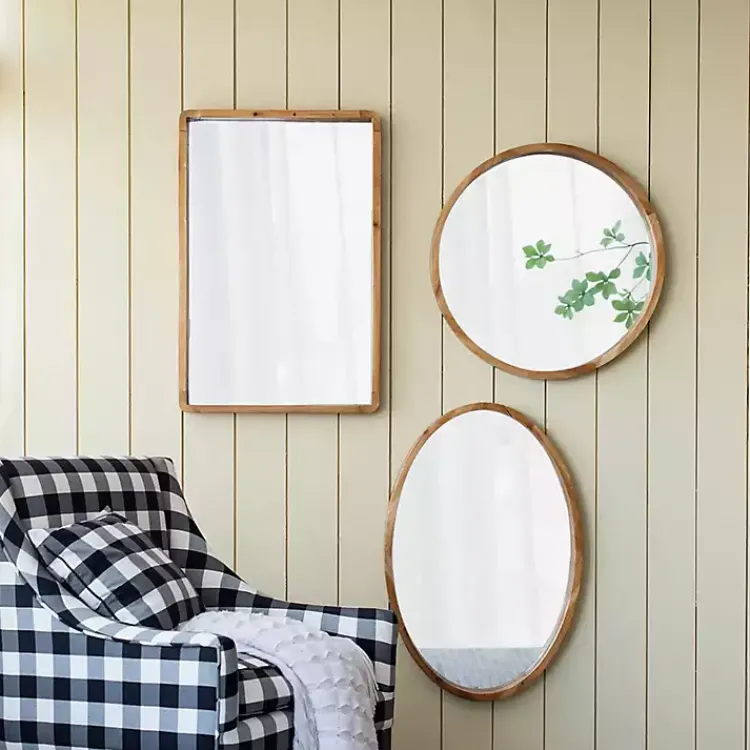 Kirklands Home Round Natural Light Wood Wall Mirror Best