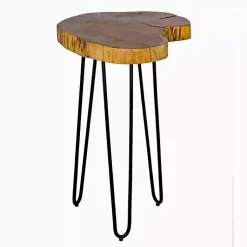 Kirklands Home Round Natural Live Edge Hairpin Legs Accent Table Clearance