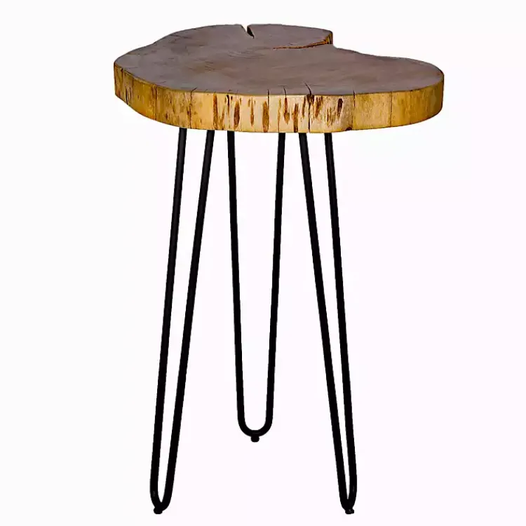 Kirklands Home Round Natural Live Edge Hairpin Legs Accent Table Clearance
