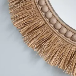 Kirklands Home Round Natural Rattan Beaded Wall Mirror Online