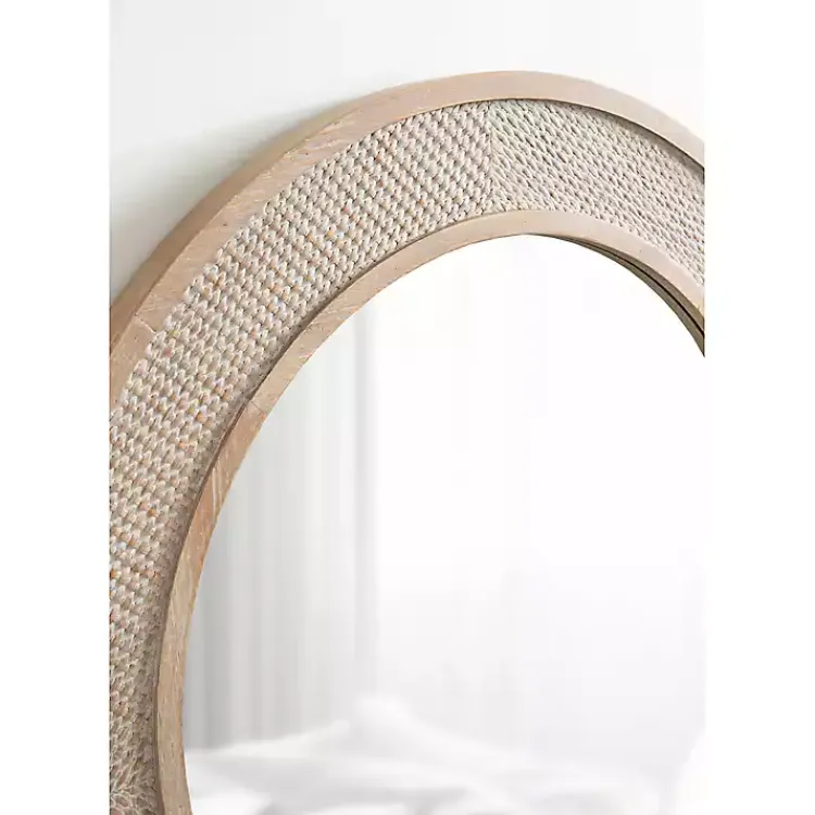 Kirklands Home Round Natural Rattan Wall Mirror New