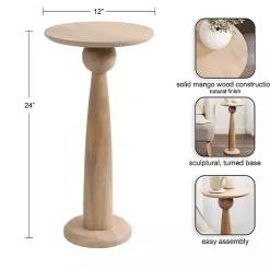 Kirklands Home Round Natural Wood Jess Accent Table Tan Outlet