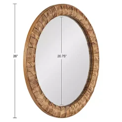 Kirklands Home Round Natural Woven Water Hyacinth Wall Mirror New