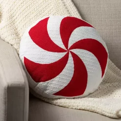 Christmas Pillows>Kirklands Home Round Peppermint Candy Christmas Pillow