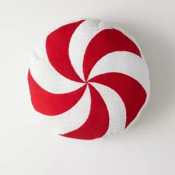 Christmas Pillows>Kirklands Home Round Peppermint Candy Christmas Pillow