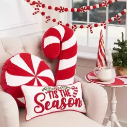 Christmas Pillows>Kirklands Home Round Peppermint Candy Pillow