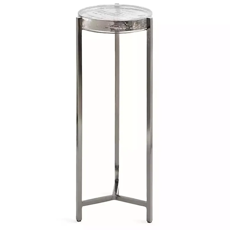 Kirklands Home Round Pewter Aguilar Accent Table
