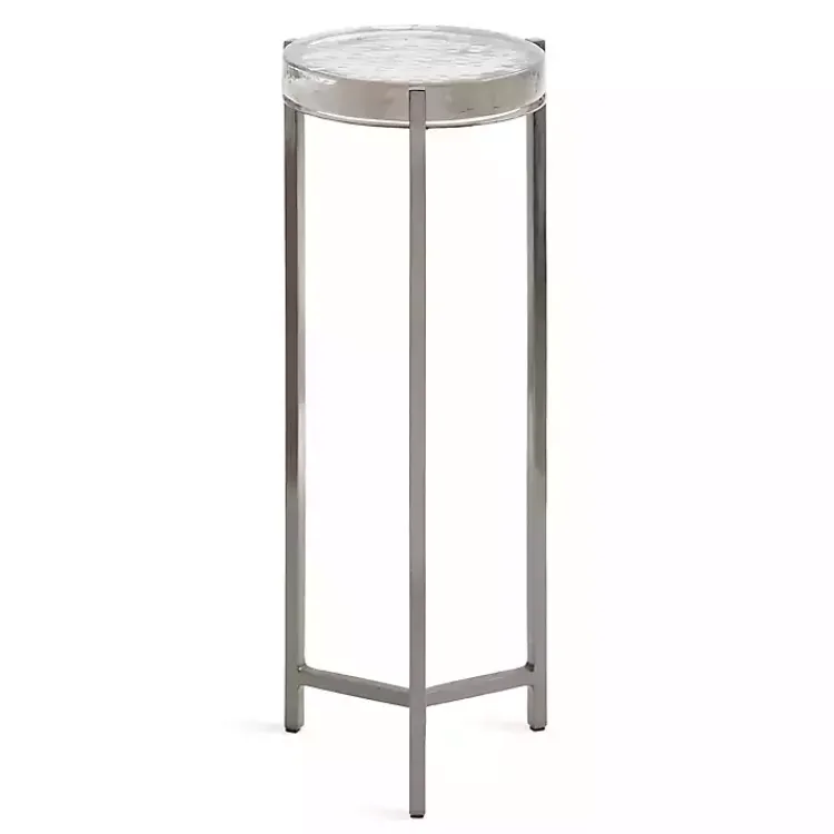 Kirklands Home Round Pewter Aguilar Accent Table