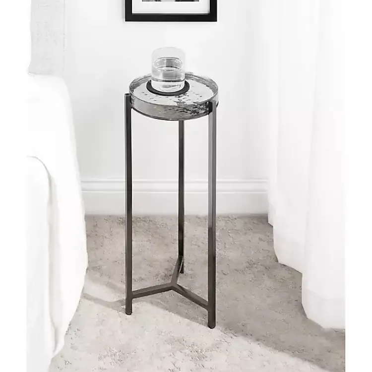 Kirklands Home Round Pewter Aguilar Accent Table