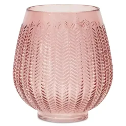 Vases>Kirklands Home Round Textured Glass Vase, 8 in. Pink