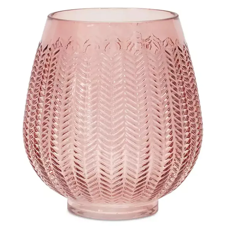 Vases>Kirklands Home Round Textured Glass Vase, 8 in. Pink