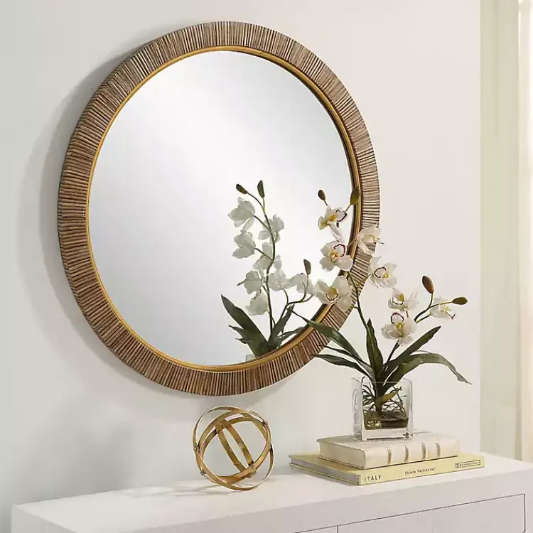 Kirklands Home Round Rattan Wall Mirror Outlet