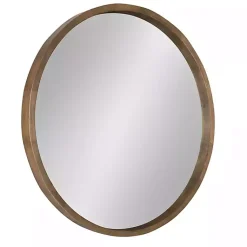 Kirklands Home Round Rustic Wood Hutton Mirror Brown Outlet