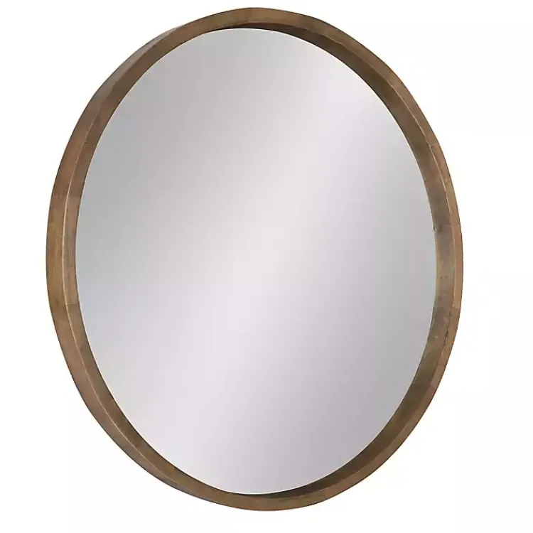 Kirklands Home Round Rustic Wood Hutton Mirror Brown Outlet