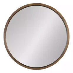 Kirklands Home Round Rustic Wood Hutton Mirror Brown Outlet