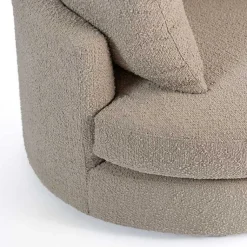Kirklands Home Round Sand Boucle Swivel Accent Chair Tan New