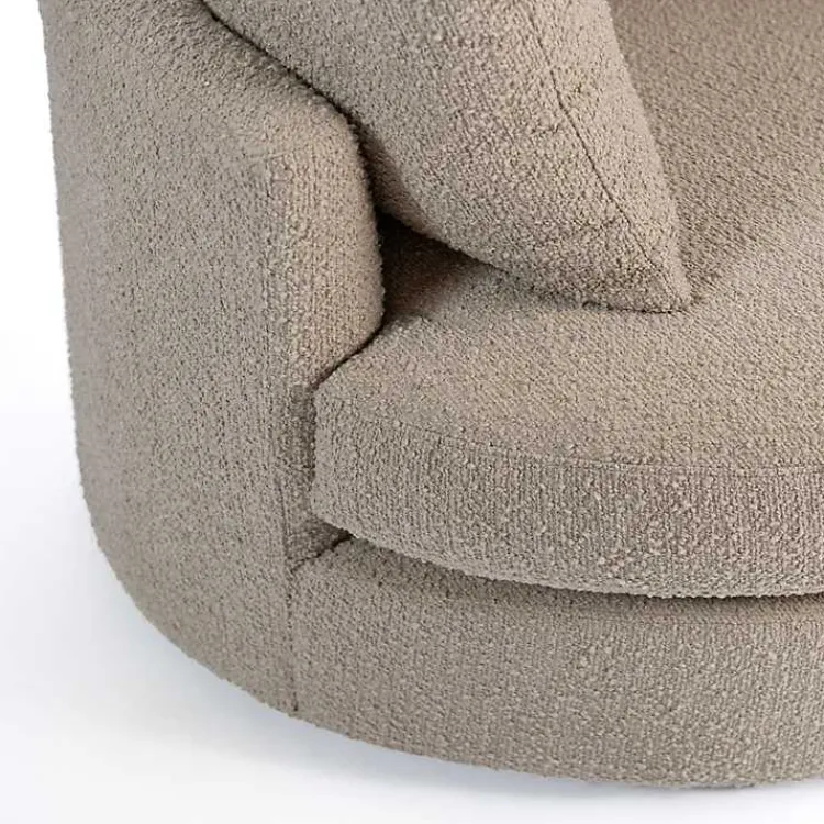 Kirklands Home Round Sand Boucle Swivel Accent Chair Tan New