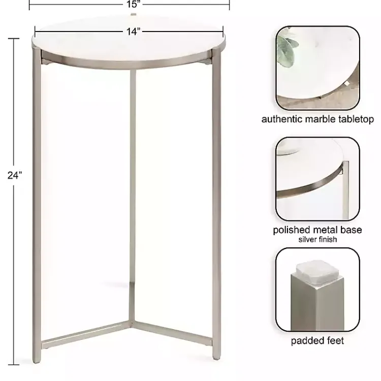 Kirklands Home Round Aguilar Accent Table Silver New