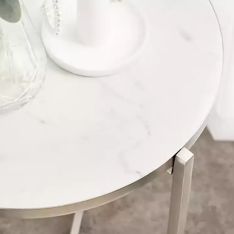 Kirklands Home Round Aguilar Accent Table Silver New