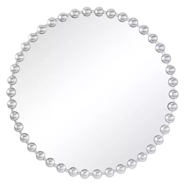 Kirklands Home Round Silver Beaded Wall Mirror Discount