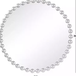 Kirklands Home Round Silver Beaded Wall Mirror Discount