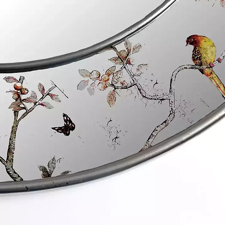 Kirklands Home Round Silver Birds and Branches Wall Mirror Hot
