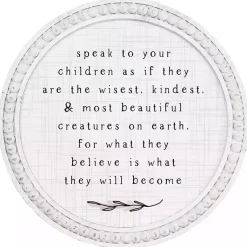 Kirklands Home Round Speak to Children Wall Plaque White Outlet