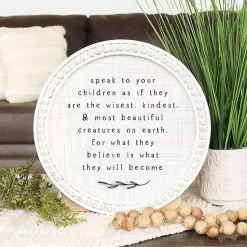 Kirklands Home Round Speak to Children Wall Plaque White Outlet