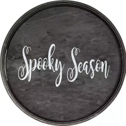 Halloween>Kirklands Home Round Spooky Season Wood Tray Black