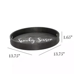 Halloween>Kirklands Home Round Spooky Season Wood Tray Black