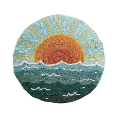Pillows>Kirklands Home Round Sun Seascape Hooked Wool Pillow