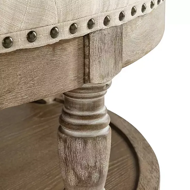 Kirklands Home Round Cepheus Tufted Ottoman Tan Outlet
