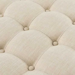 Kirklands Home Round Cepheus Tufted Ottoman Tan Outlet