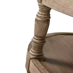 Kirklands Home Round Cepheus Tufted Ottoman Tan Outlet
