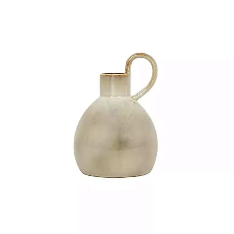 Vases>Kirklands Home Round Oversized Handle Jug Vase Tan