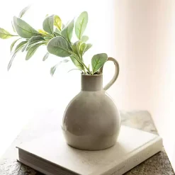 Vases>Kirklands Home Round Oversized Handle Jug Vase Tan