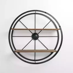 Kirklands Home Round Wagon Wheel Wall Shelf