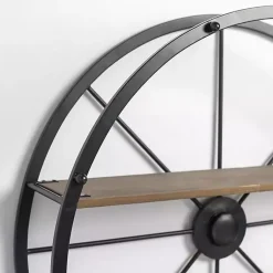 Kirklands Home Round Wagon Wheel Wall Shelf