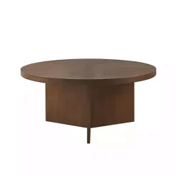 Kirklands Home Round Walnut Wood Starburst Coffee Table Brown