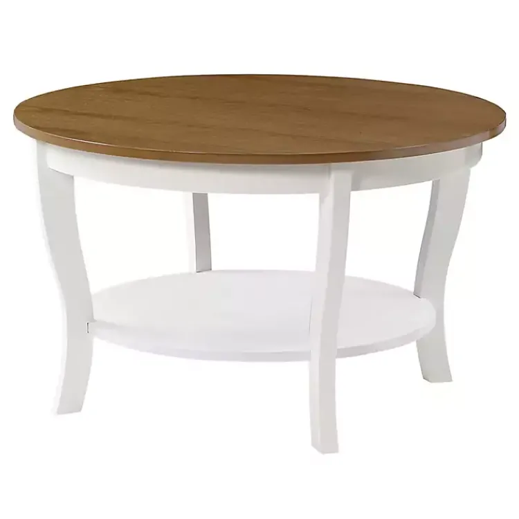 Kirklands Home Round and Natural Curved Legs Coffee Table White Hot