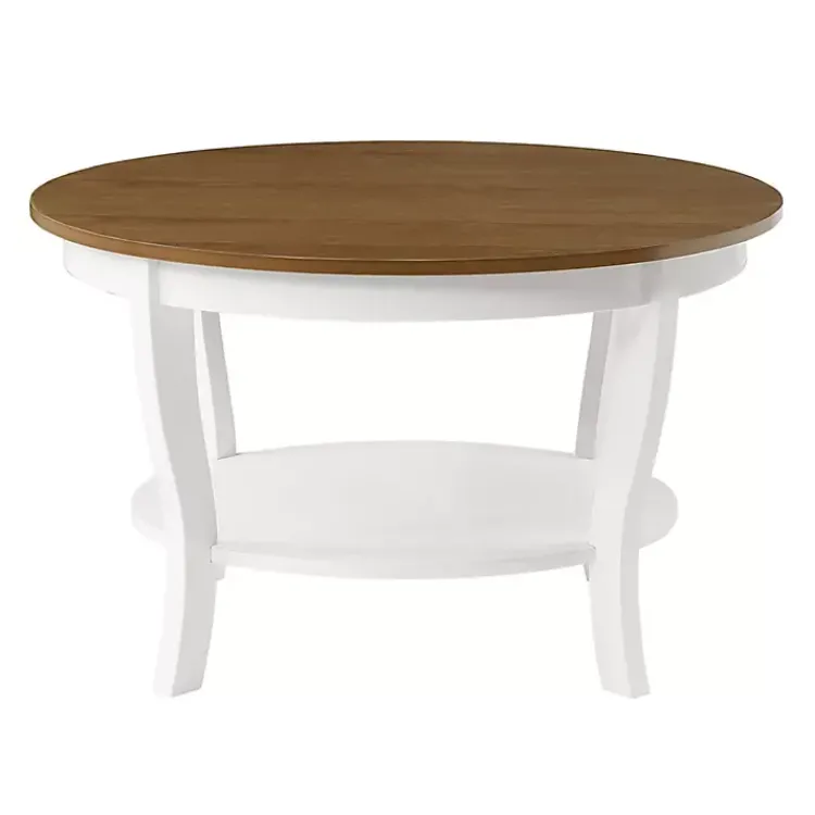 Kirklands Home Round and Natural Curved Legs Coffee Table White Hot